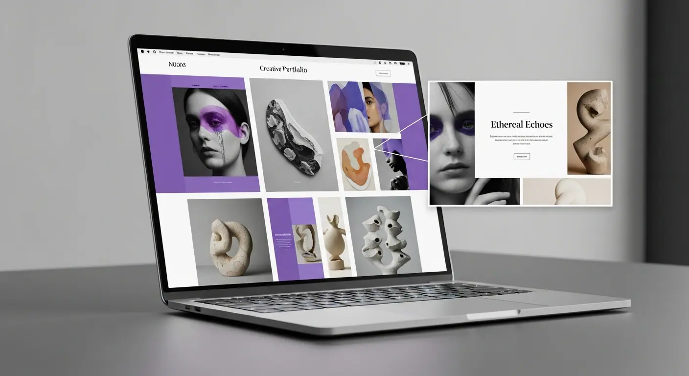 Site portfolio créatif avec mise en page asymétrique