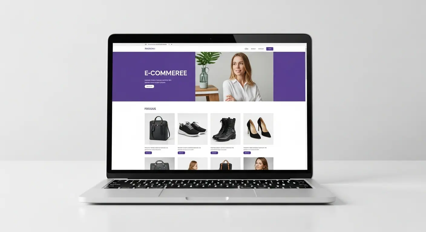 Design e-commerce moderne avec palette violette et blanche