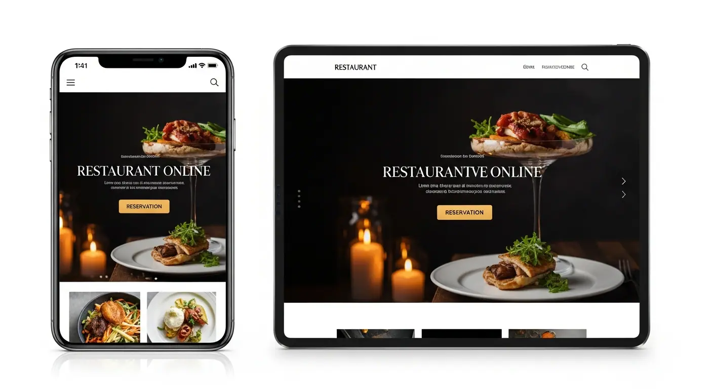 Site vitrine pour un restaurant gastronomique lyonnais — responsive mobile et tablette