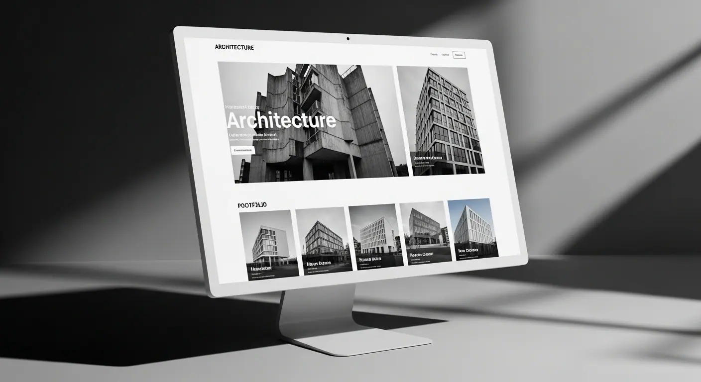 Portfolio d'un cabinet d'architecture — design épuré avec galerie de projets architecturaux